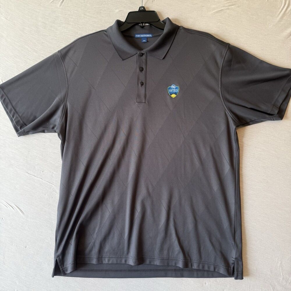 US Open Tennis Mens XXL 2XL Grey Gray Performance Polo Shirt